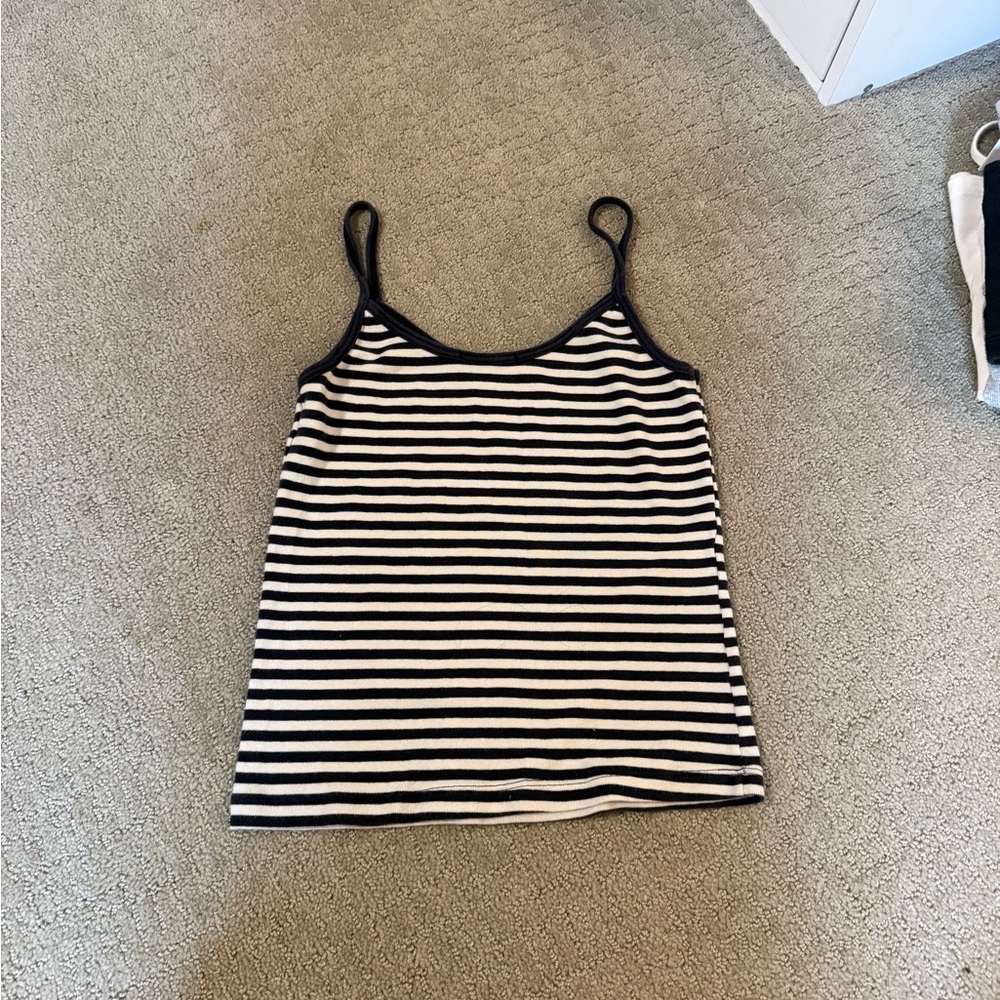 Brandy Melville Black and White Striped Tank Top